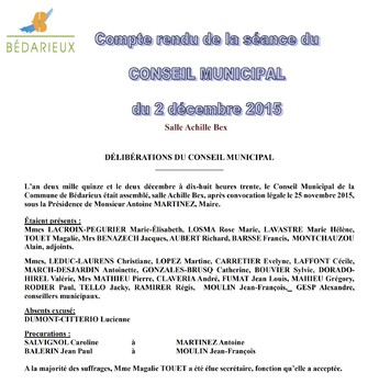 Compte rendu du 02.12.2015